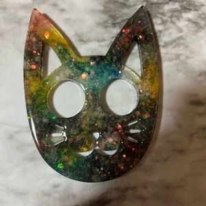 Self defense cat Keychain (Dark tye dye) - NEW